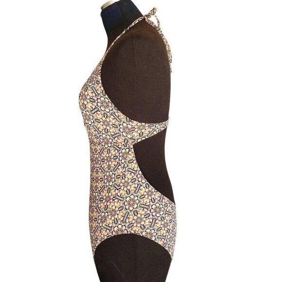 Women's Halter One-Piece Swimwear Cut Out MultiColor Swimsuit S NWOT - Picture 5 of 6
